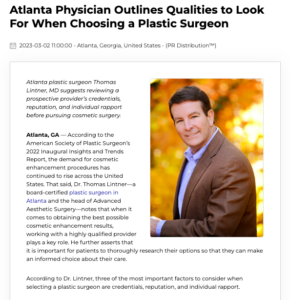 Dr. Thomas Lintner of Advanced Aesthetic Surgery explains what to look for when choosing a plastic surgeon.